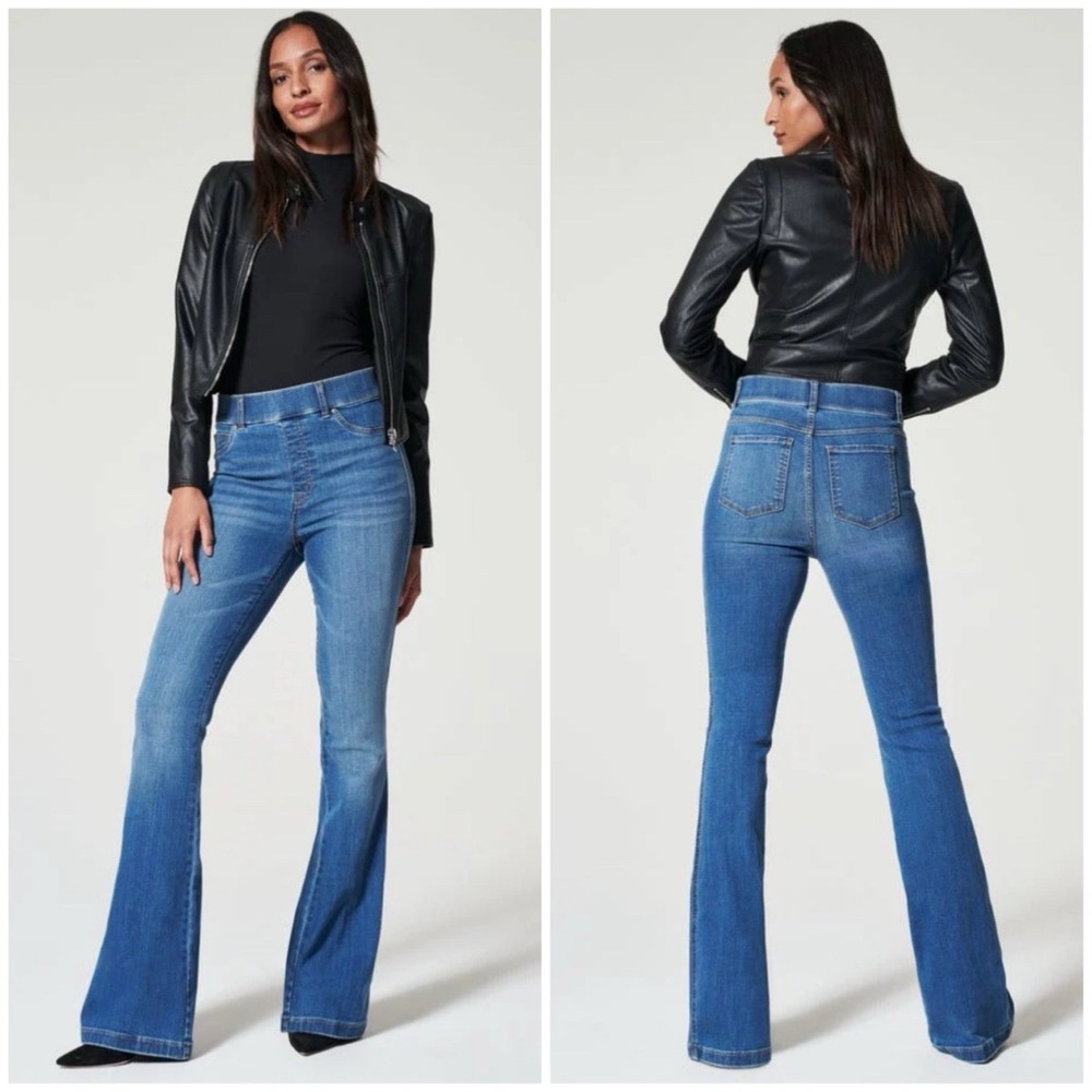 Spanx SpanxShape EveryWear Flare Jeans 3X Pull-on Indigo Denim Comfy Casual‎ NWT